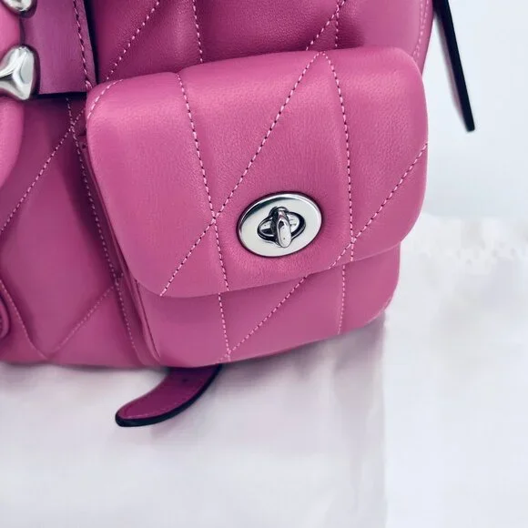 Coach Tabby Backpack Pillow Quilting Nappa Leather Pink Convertible Chain Strap - Picture 8 of 16